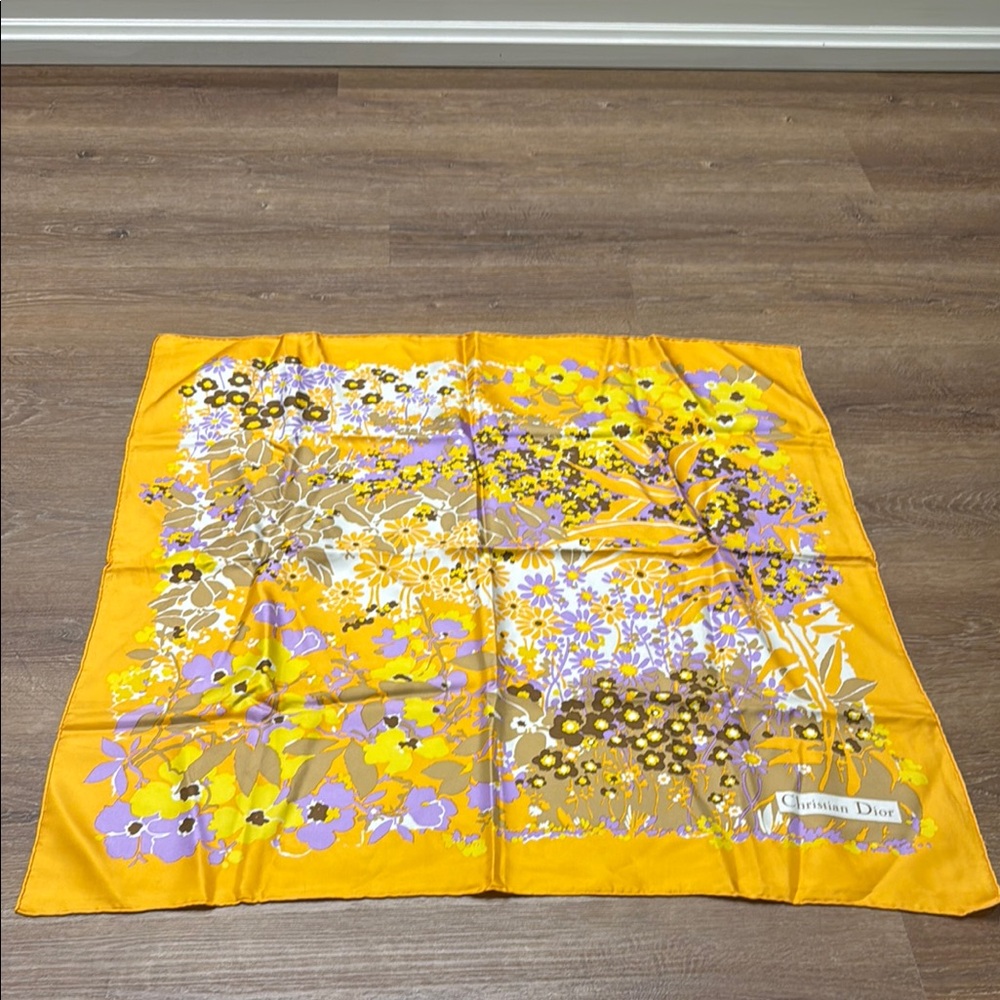 Dior Floral Scarf in Yellow and Purple